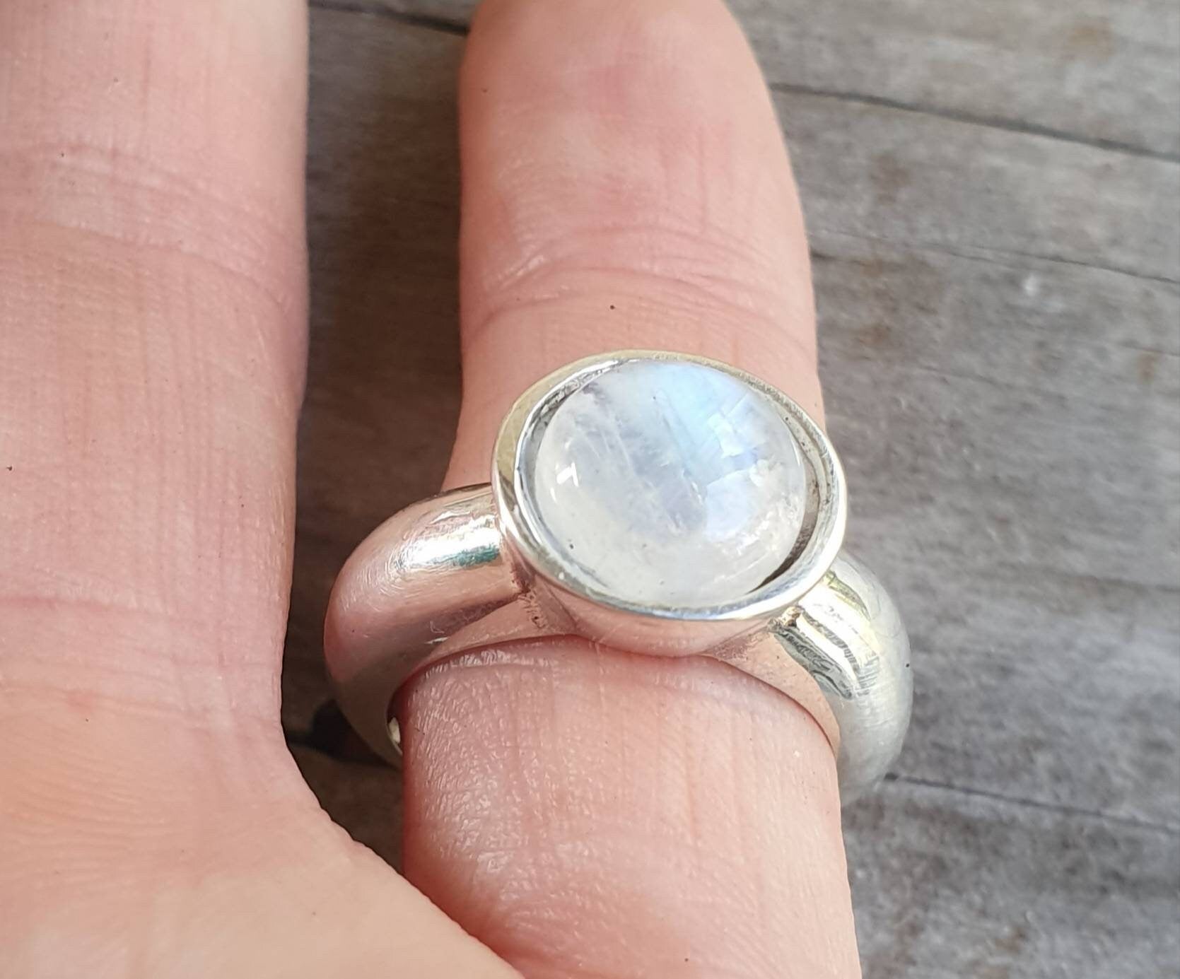 Rainbow moonstone, Sterling ring,sterling silver,chunky solitare,handmade, ring,goddess,boho,solitare ring,new age,