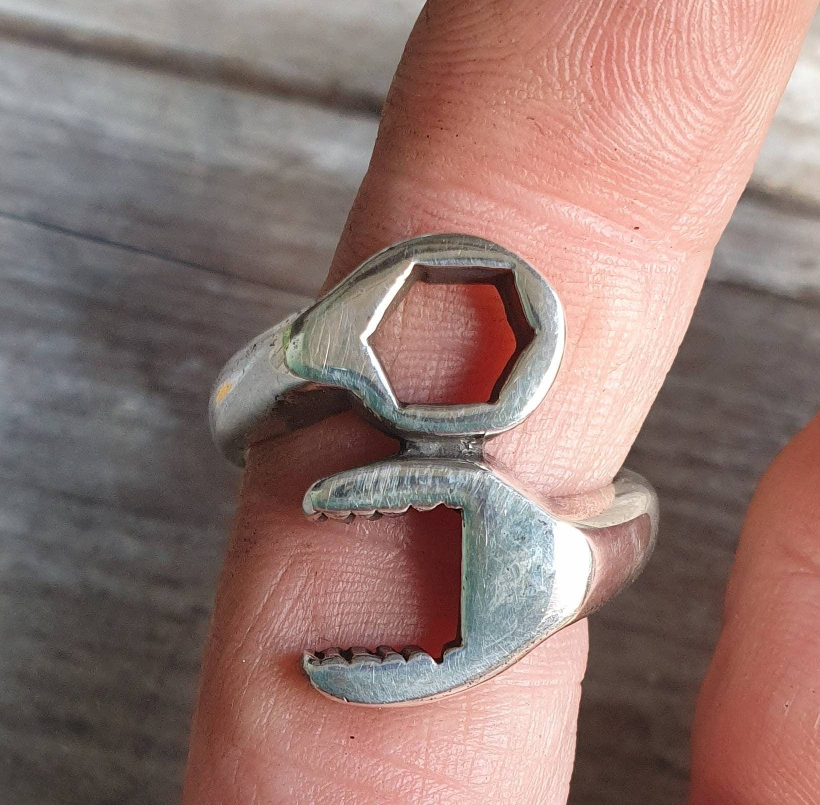 Spanner Mechanical Chunky ring,sterling silver,shifter ring, industrial,mans silver band,handmade, steampunk,silver wedding,rockabilly