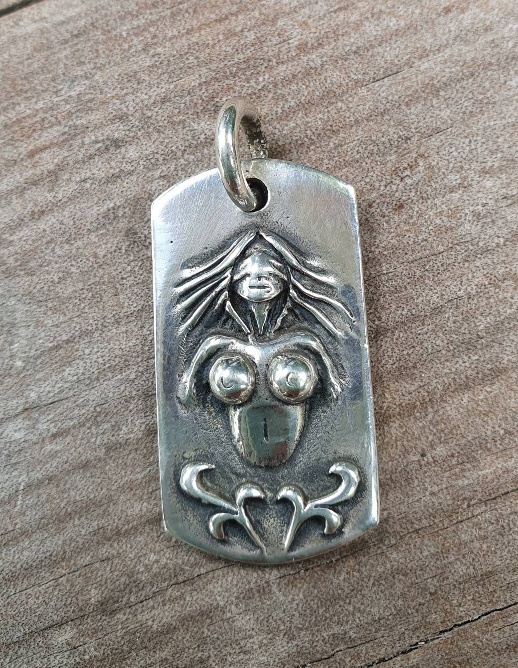 Bondage pendant, submissive,naked lady,sterling silver,goddess,handmade,