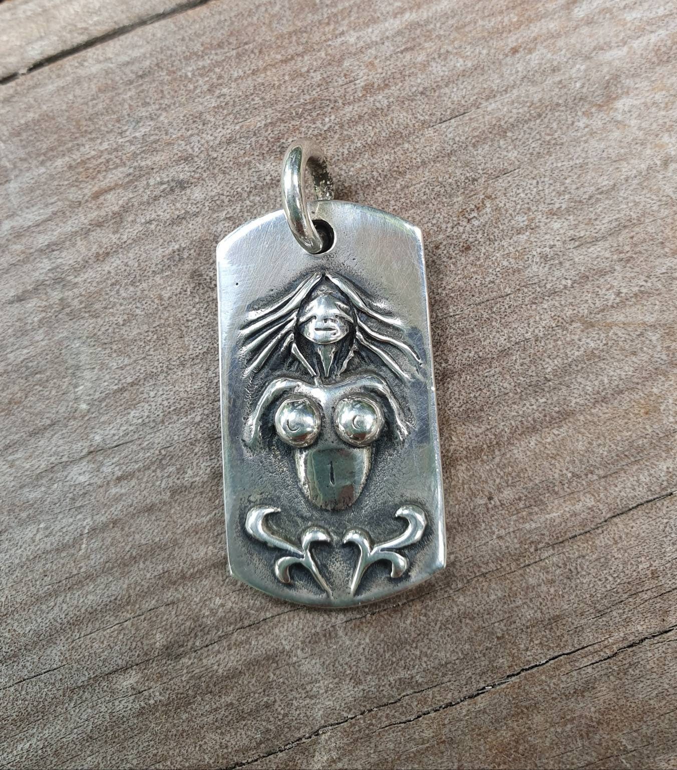 Bondage pendant, submissive,naked lady,sterling silver,goddess,handmade,