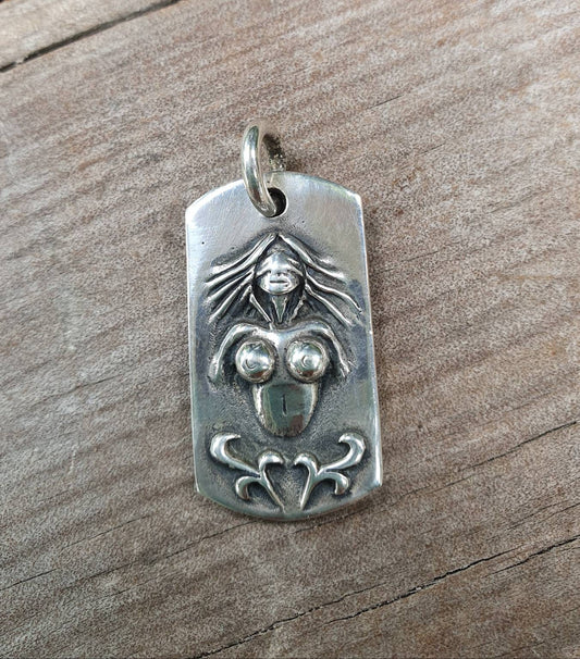 Bondage pendant, submissive,naked lady,sterling silver,goddess,handmade,