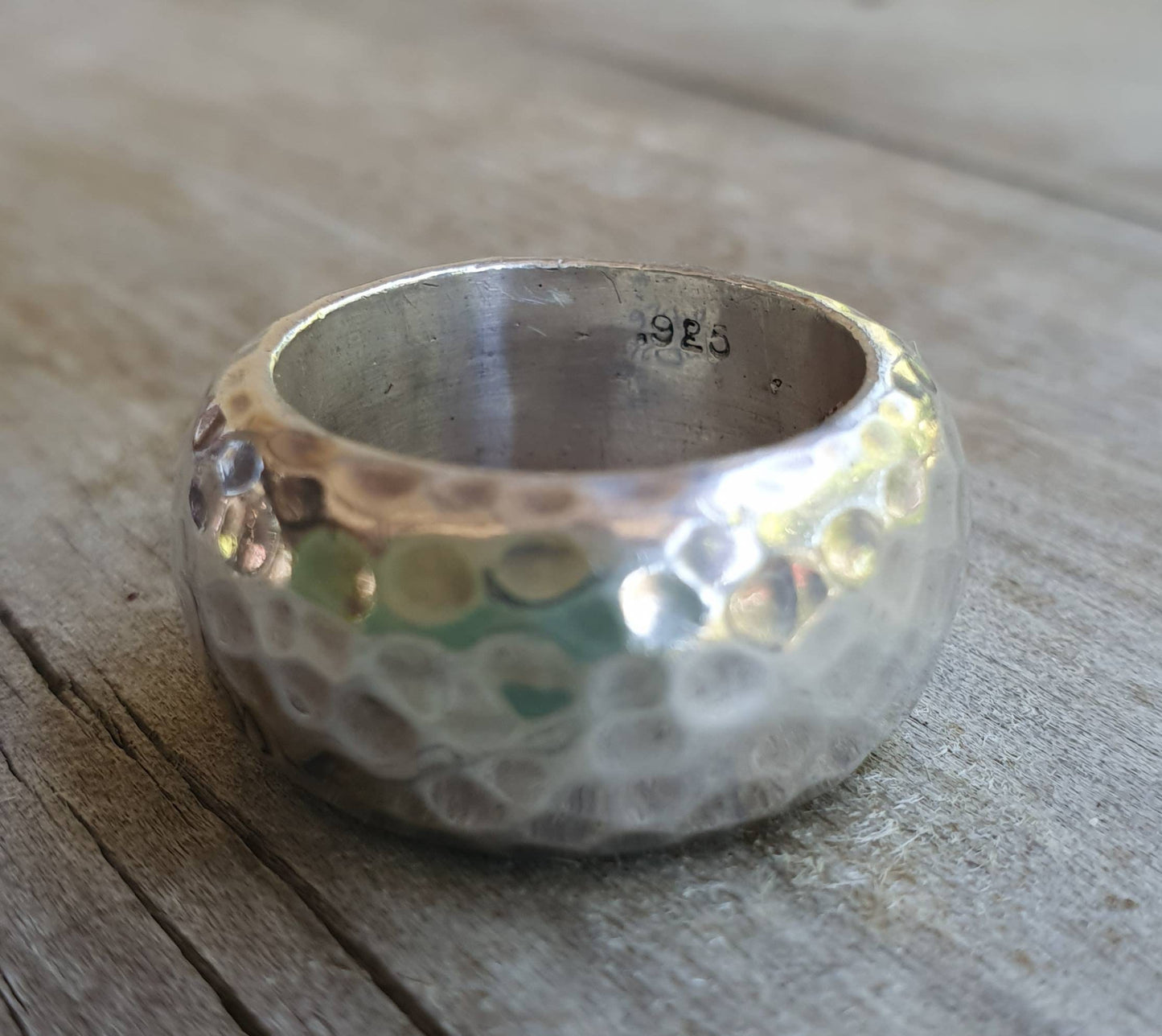 Wide chunky ring,heavy,solid 12m sterling silver,handmade,hammered,half rounded,rustic wedding ring,distressed,industrial ring,nugget,boho