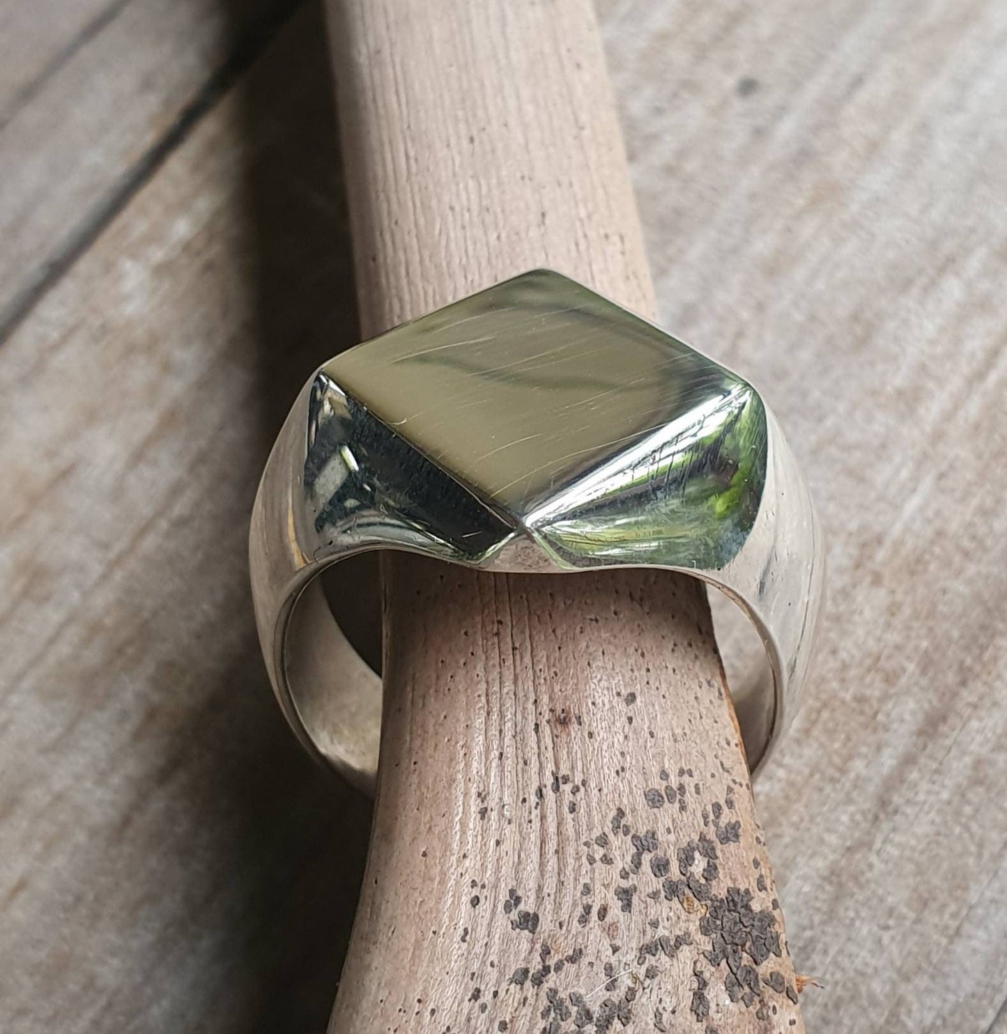 signet ring,chunky solid sterling silver,diamond square  top,large plain signet,chunky mans ring,heavy,wide silver ring