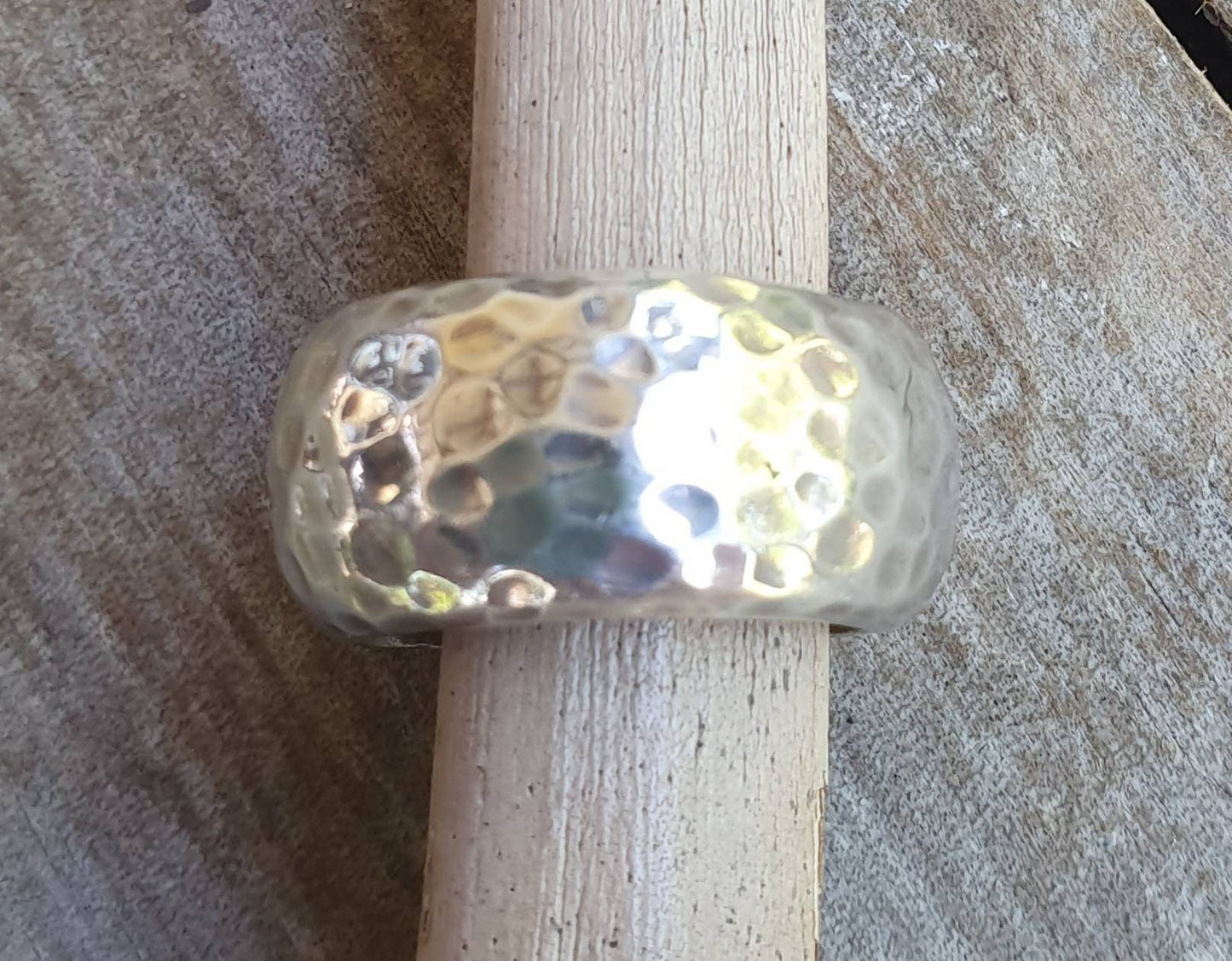 Wide chunky ring,heavy,solid 12m sterling silver,handmade,hammered,half rounded,rustic wedding ring,distressed,industrial ring,nugget,boho