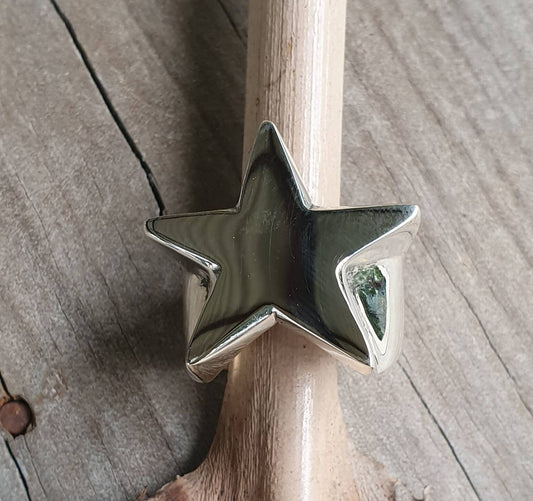 Large star ring,Sterling silver,flat star,five pointed star,chunky ring,unisex,boho,hipster,designer fashion,