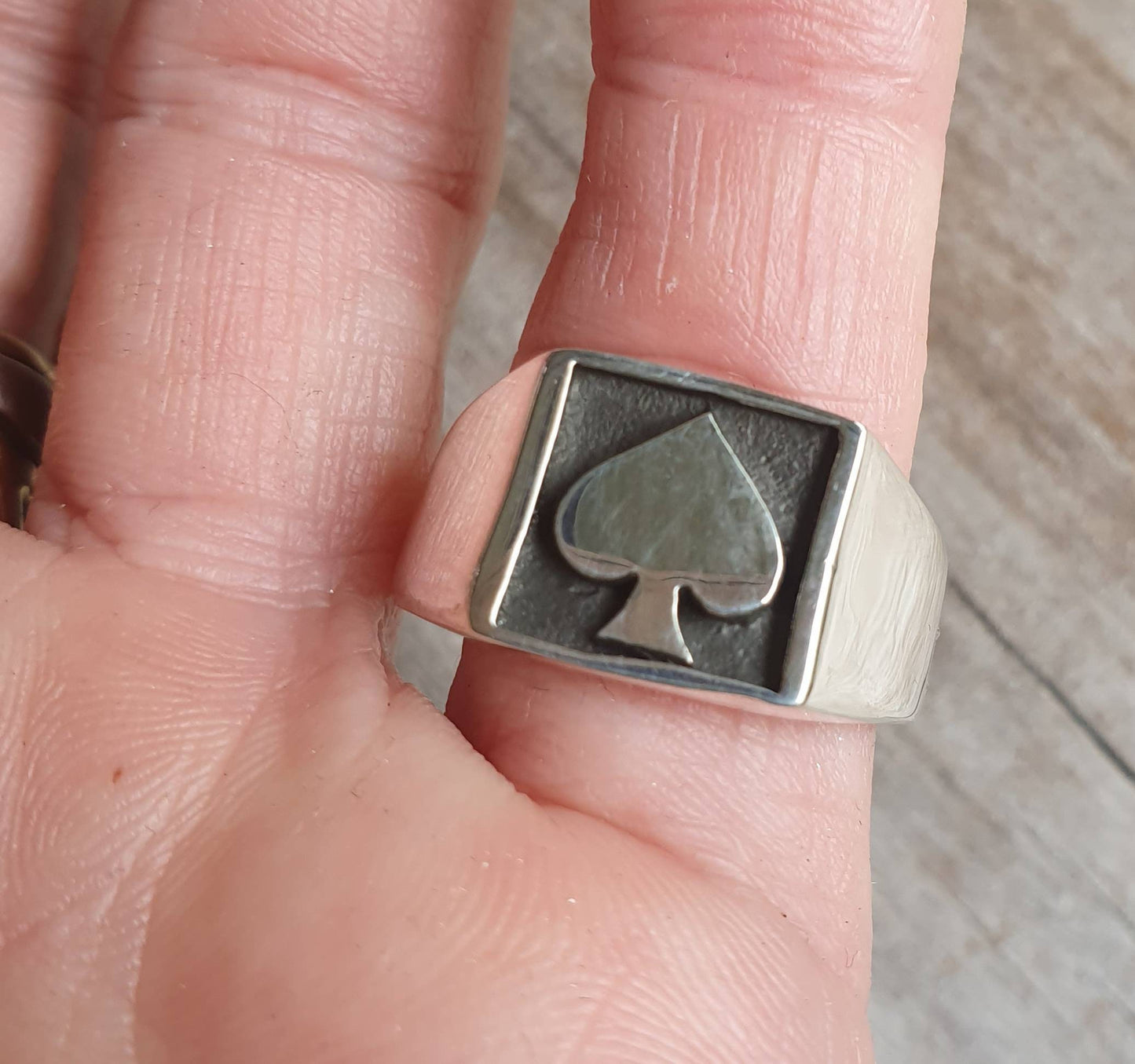Ace of spades ring,signet ring, gambling,cards,sterling silver,Vegas,poker,black jack,casino,handmade,ace ring,biker,steampunk,boho,