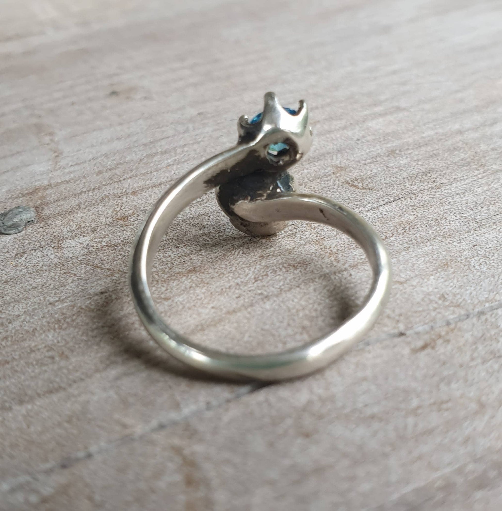 rose ring,sterling silver,cz,long ring, boho flower art nouveau victorian