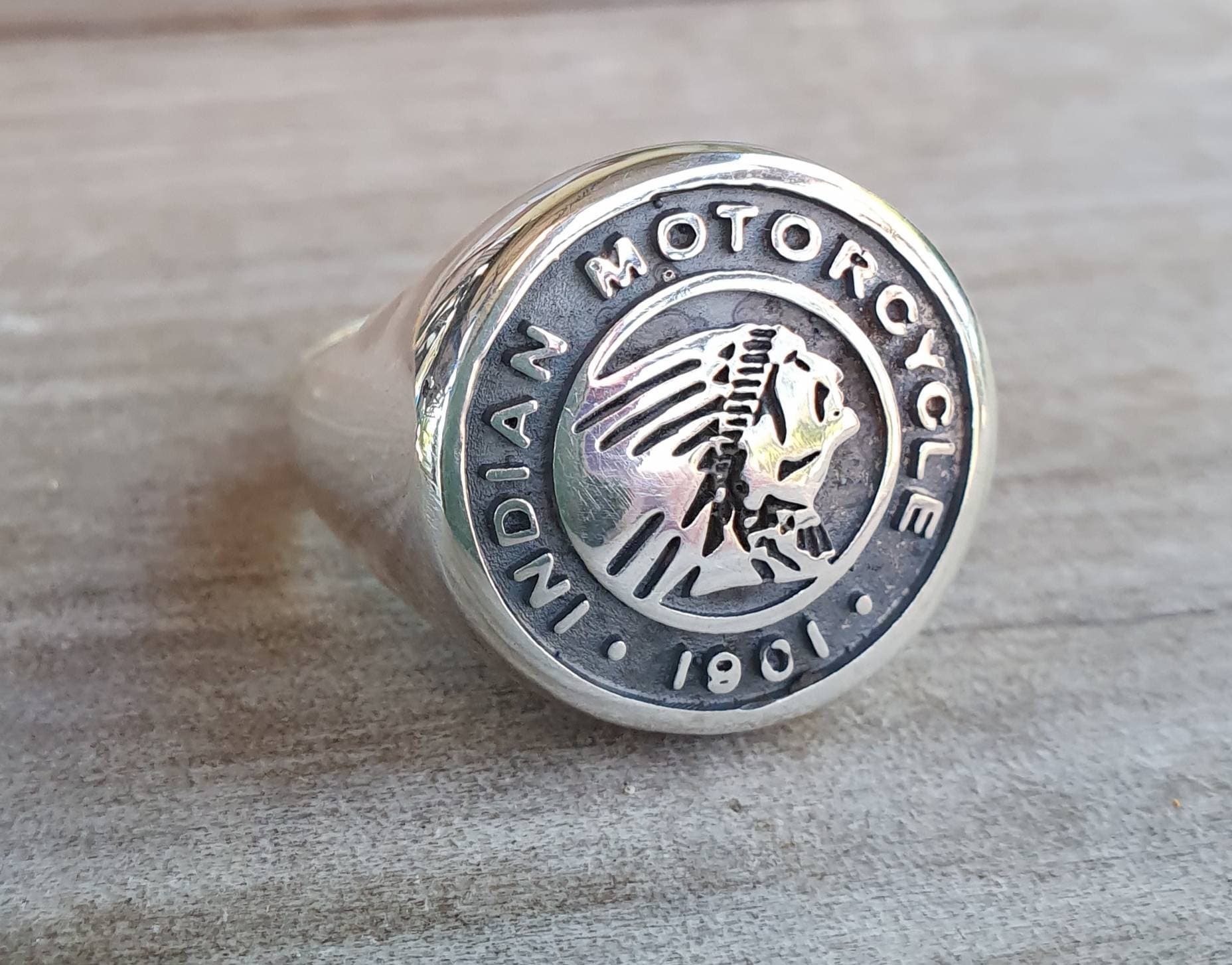 Indian ring,motorcycle,sterling silver,large signet,biker wedding band,unisex,handmade,motorbike,