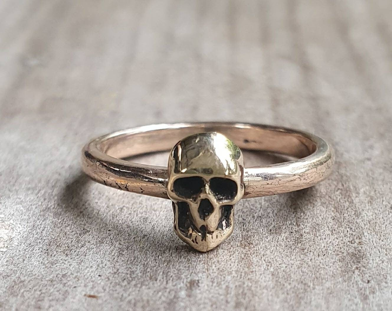Gold skull ring,9k gold,tiny solid skull, steampunk, gothic ,punk,women's skull,skull pinkie,handmade,boho,hipster,rockabilly