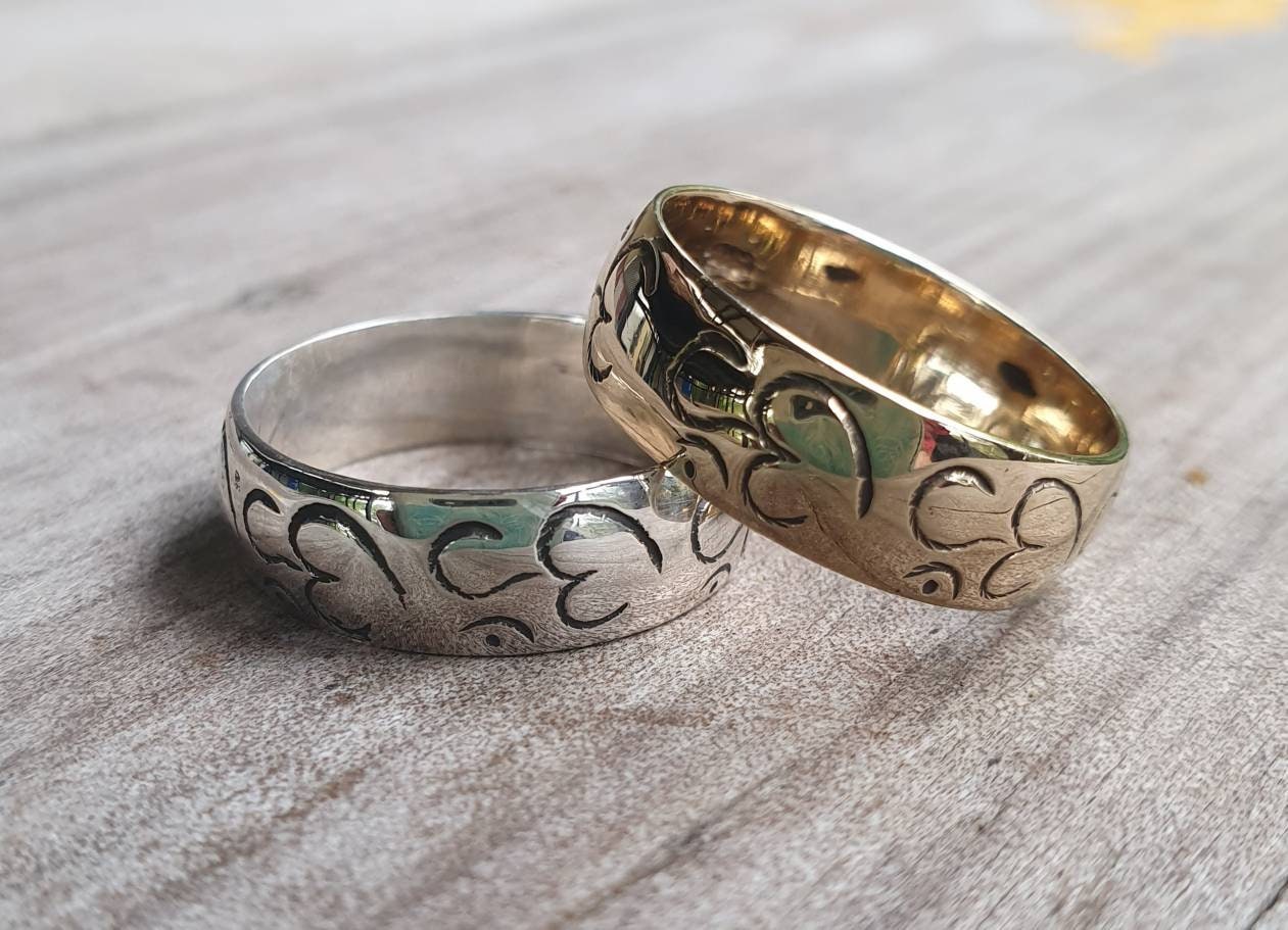 OM ring,sterling silver band, yoga,spiritual,budda, hindu, boho,new age,handmade
