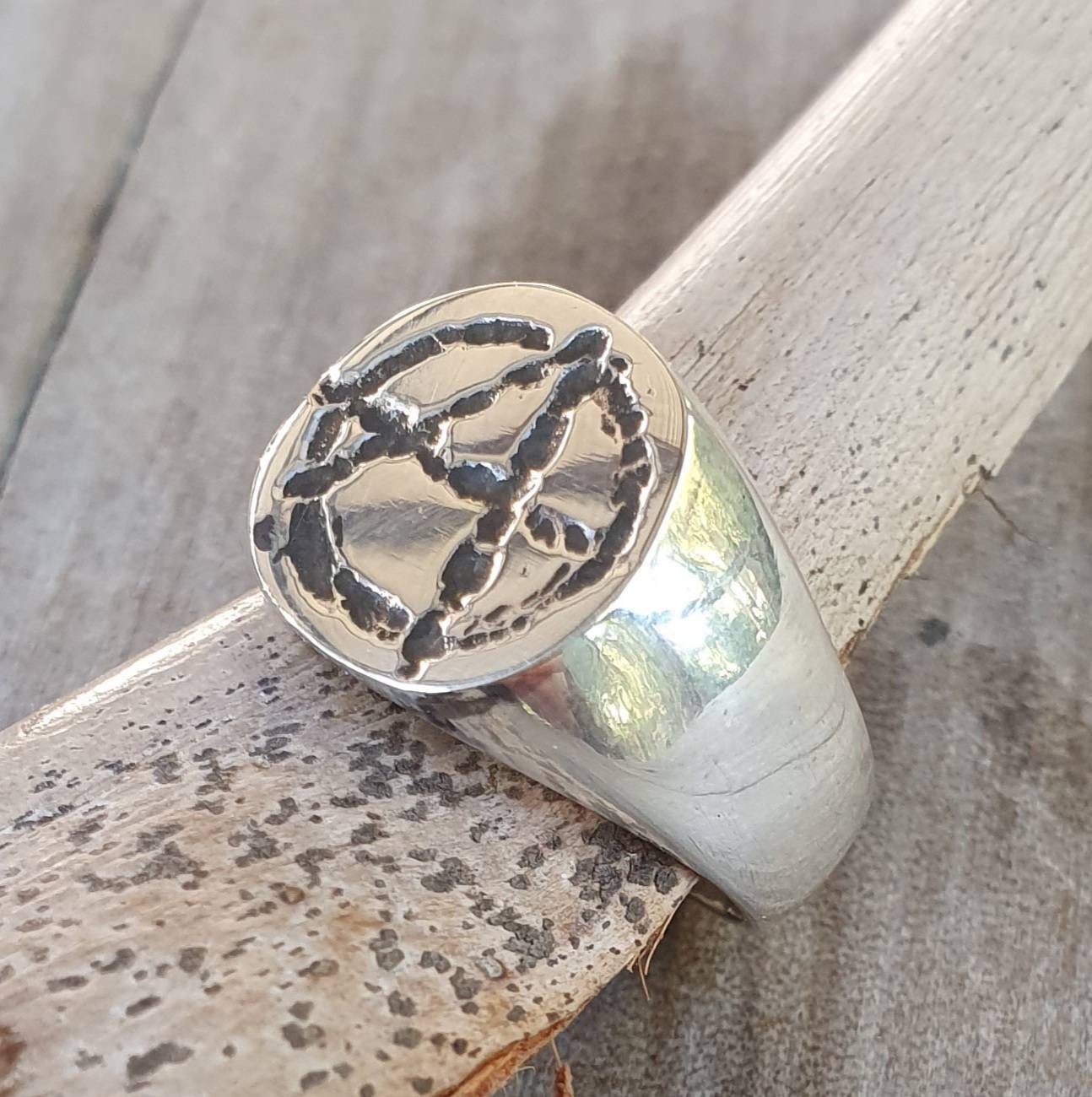 Anarchy ring, round top,sterling silver,medium size signet, punk,alternative, steampunk,handmade,sid vicious,rebel,biker,