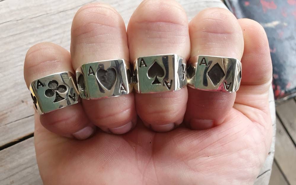 Ace of diamonds ring,gambling,sterling silver,ace ring,vegas wedding,gus,poker,black jack,signet ring,Lil peep