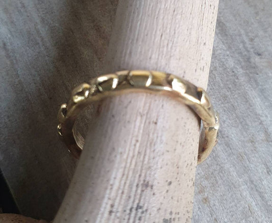 Gold stacker,brass band,handmade,boho vintage scroll,Victorian pattern ring