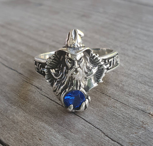 wizard ring,sterling silver,cubic zirconia,magic, fantasy,druid,Merlin,new age, mythical,steampunk,gothic punk,Crystal ball,boho,shic,gypsy