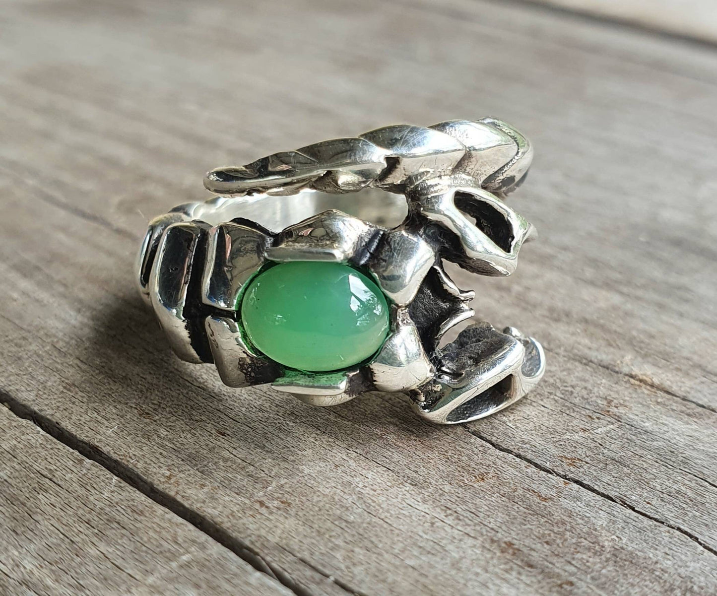 Scorpian ring, sterling silver,hematite gun metal stone,zodiac,starsign ring,