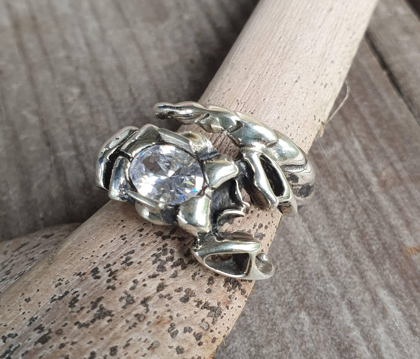 Scorpian ring, sterling silver,hematite gun metal stone,zodiac,starsign ring,