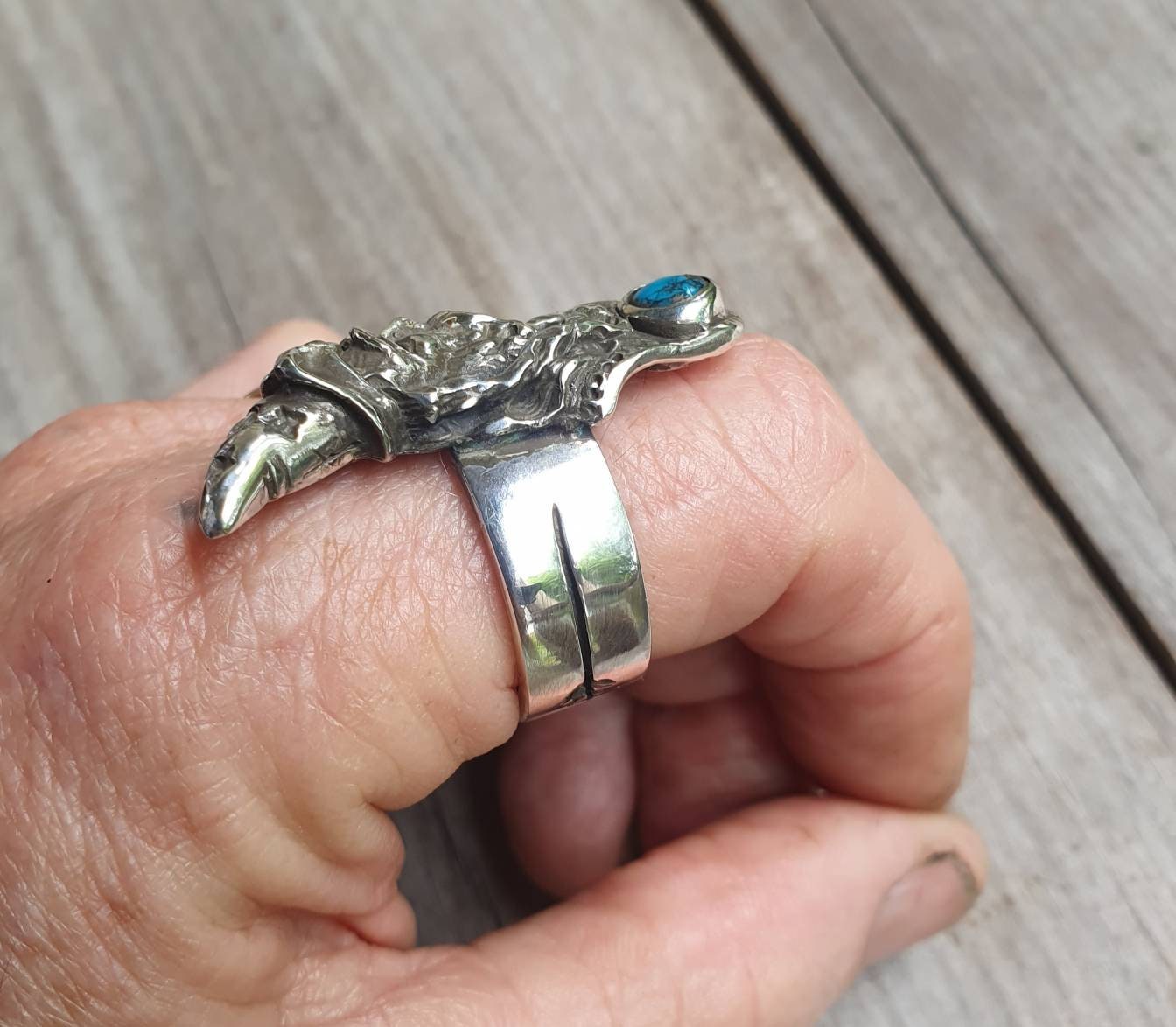 wizard cz ring,large ring,sterling silver,cubic zirconia,handmade,witch,wiccan,magic,fantasy,mythical,occult,merlin,harry...