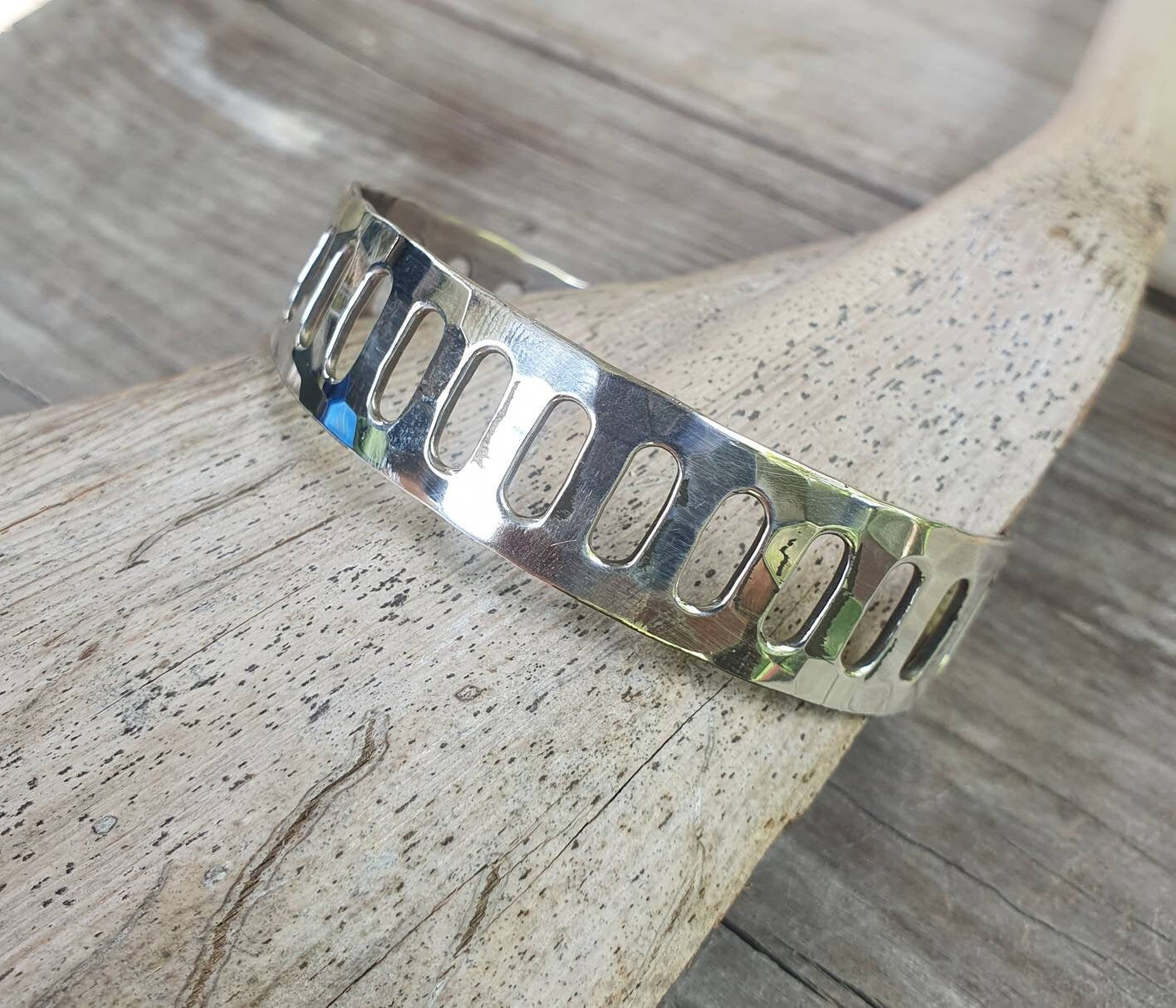 Silver cuff bracelet,sterling silver,hammered bangle,tribal,unisex,boho,handmade