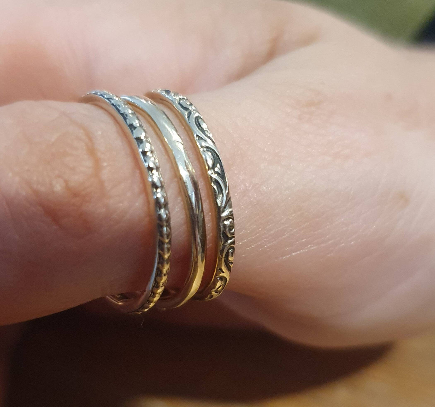 9k gold Stacker ring,thin,vintage, solid 9k gold band,fine and danity,victorian scroll,boho,pinkie ring