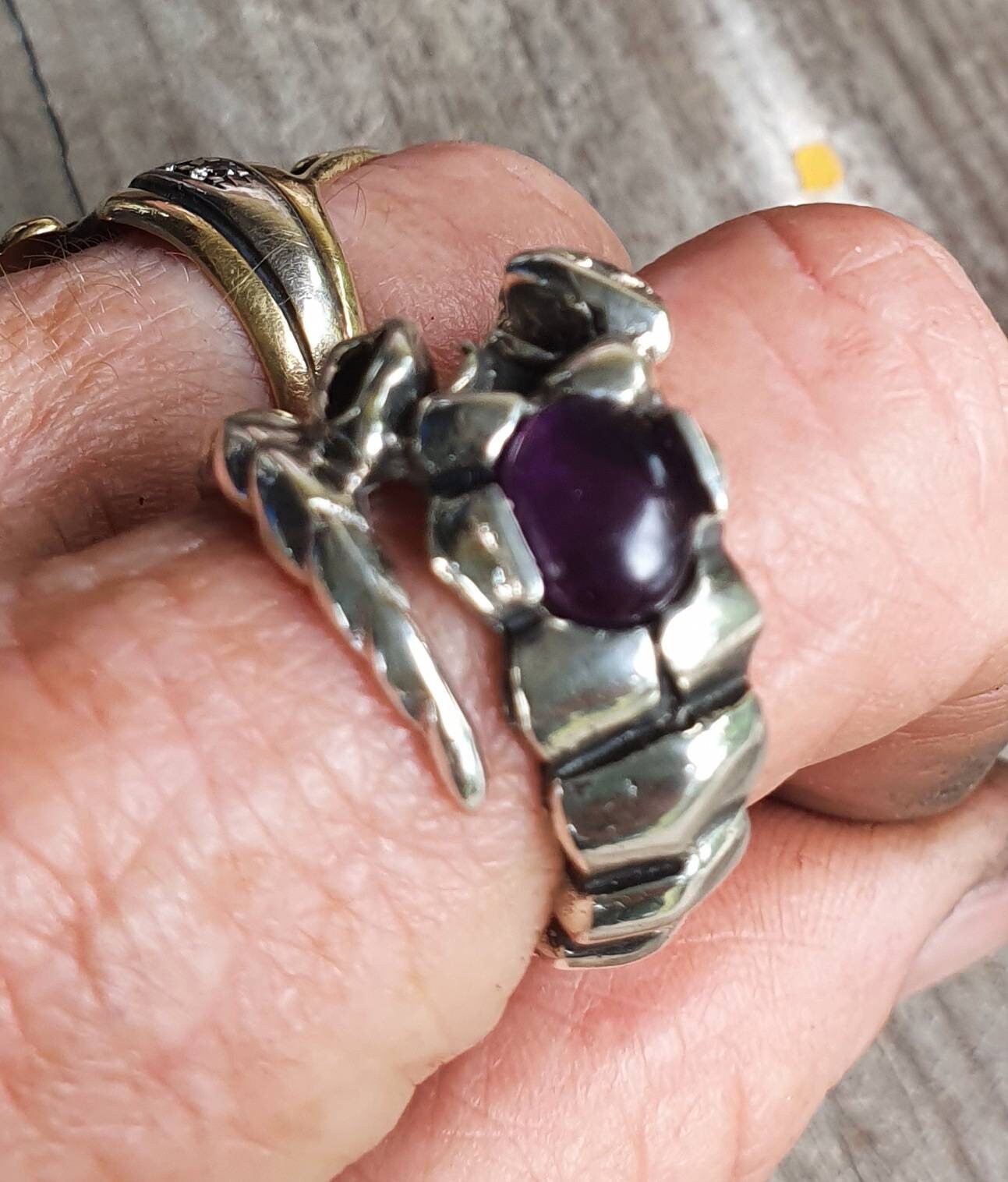 Scorpian ring, sterling,amethyst stone,zodiac,starsign ring,