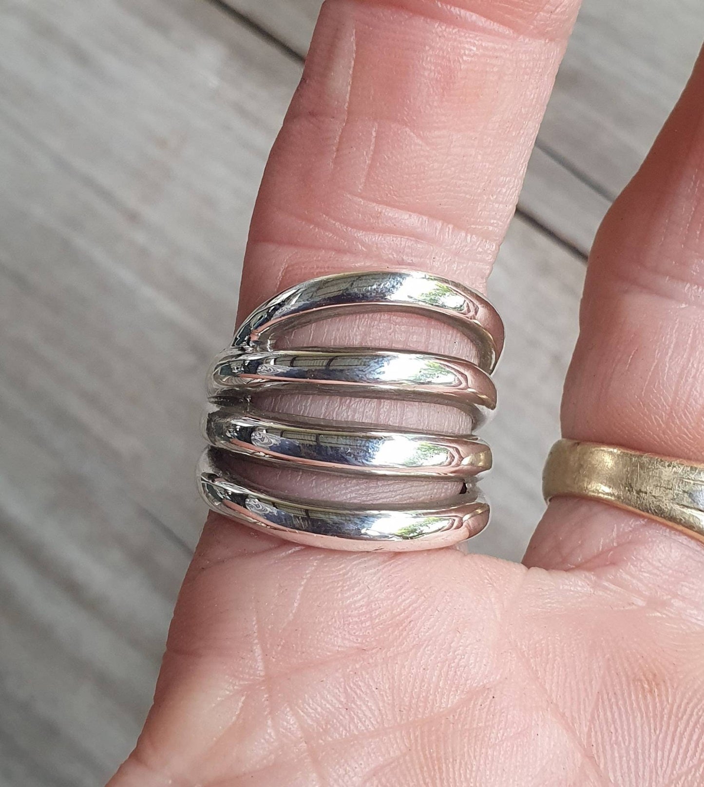 Long silver ring,sterling silver,handmade,silver band,modern industrial.