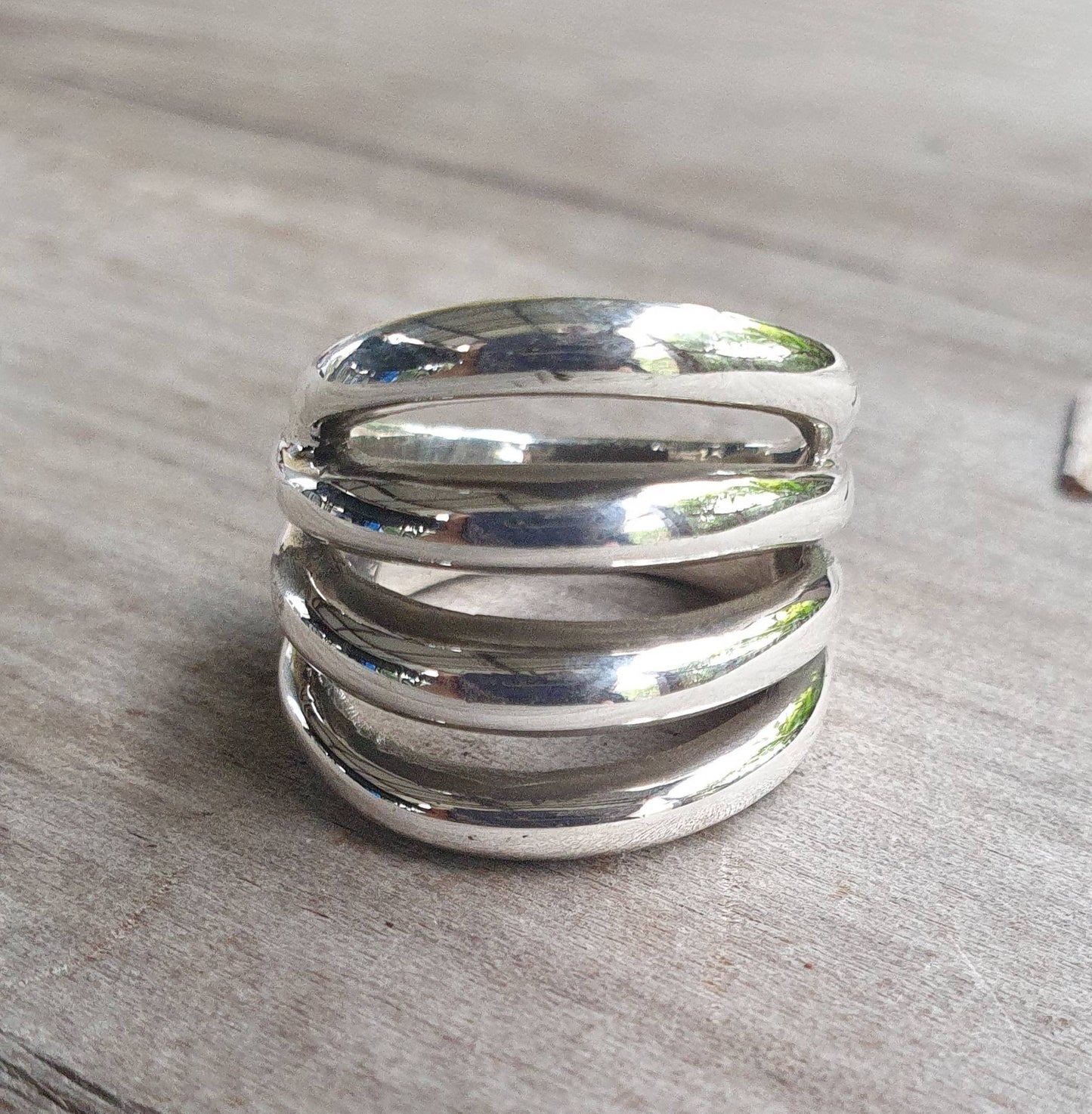 Long silver ring,sterling silver,handmade,silver band,modern industrial.