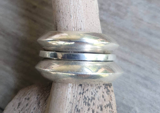 Triangle stackable rings,3xsolid sterling silver,thick, wedding dress ring, His and her sizes, stackers
