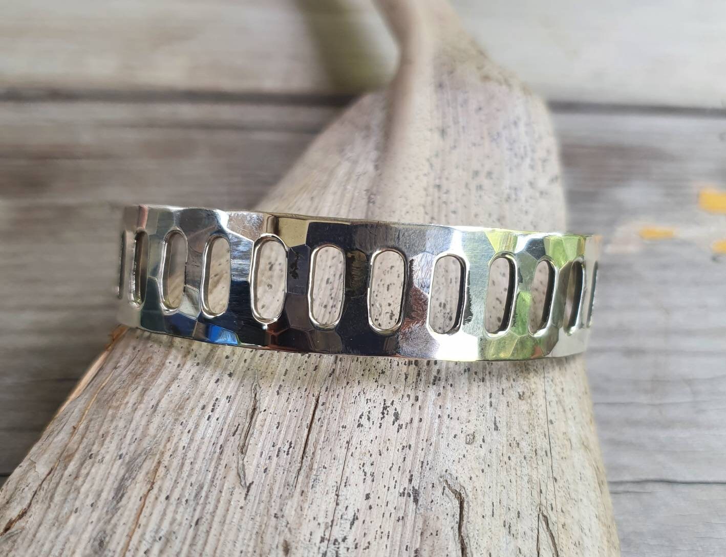 Silver cuff bracelet,sterling silver,hammered bangle,tribal,unisex,boho,handmade