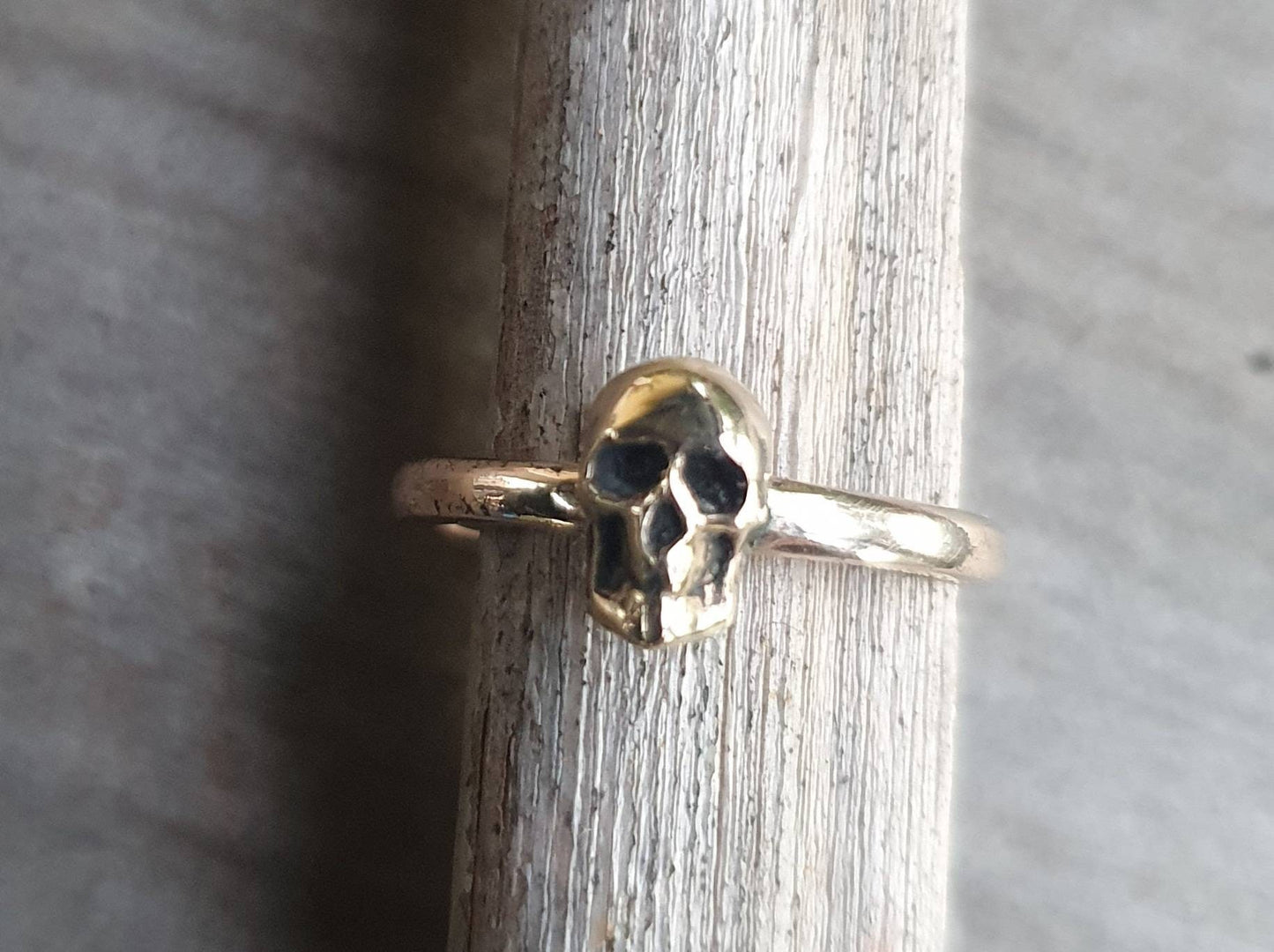 Gold skull ring,9k gold,tiny solid skull, steampunk, gothic ,punk,women's skull,skull pinkie,handmade,boho,hipster,rockabilly
