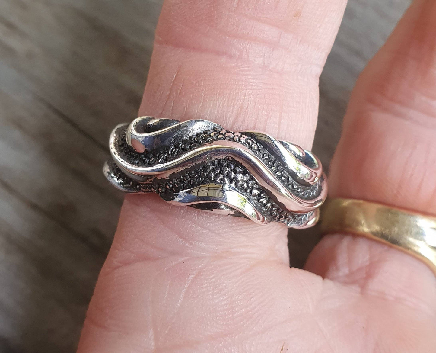 silver band,sterling silver ring,ornate 2D design, dragon skin, modern,steampunk,tribal, dress ring,wedding