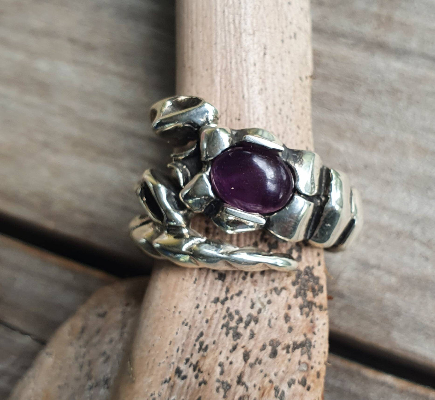 Scorpian ring, sterling,amethyst stone,zodiac,starsign ring,