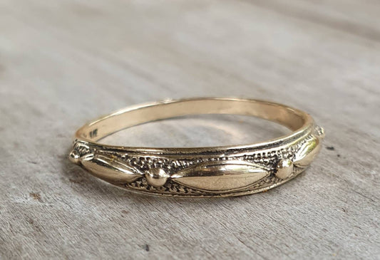 Boho gold ring, Stackerable,9k gold band,4mm fine gold band,boho rings,thin ring,