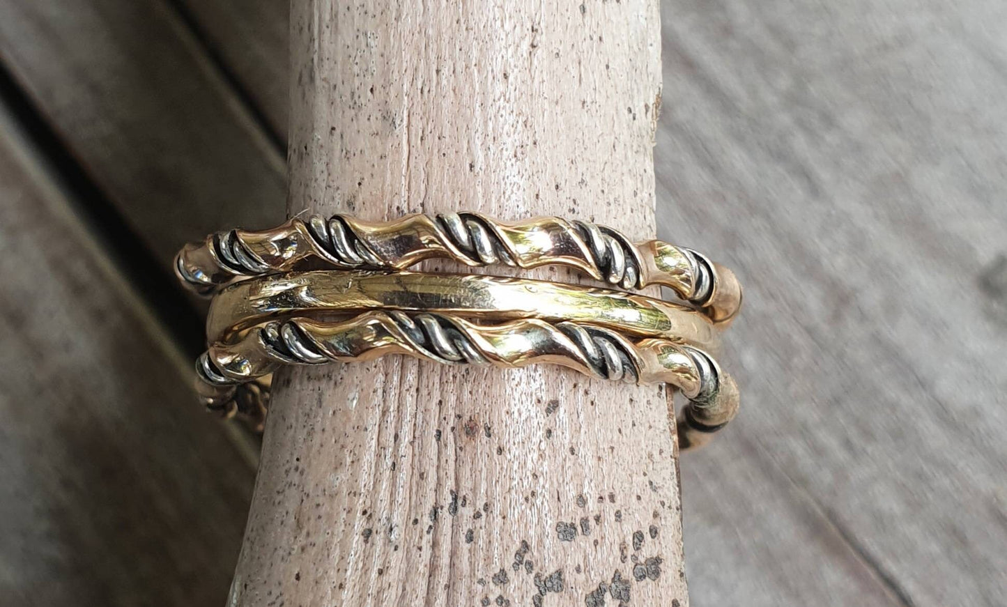 Woven gold ring,two tone,9k gold solid(not plated )&sterling silver,twisted wire ring,mixed metals, Stacker ring,thin solid gold band,fine