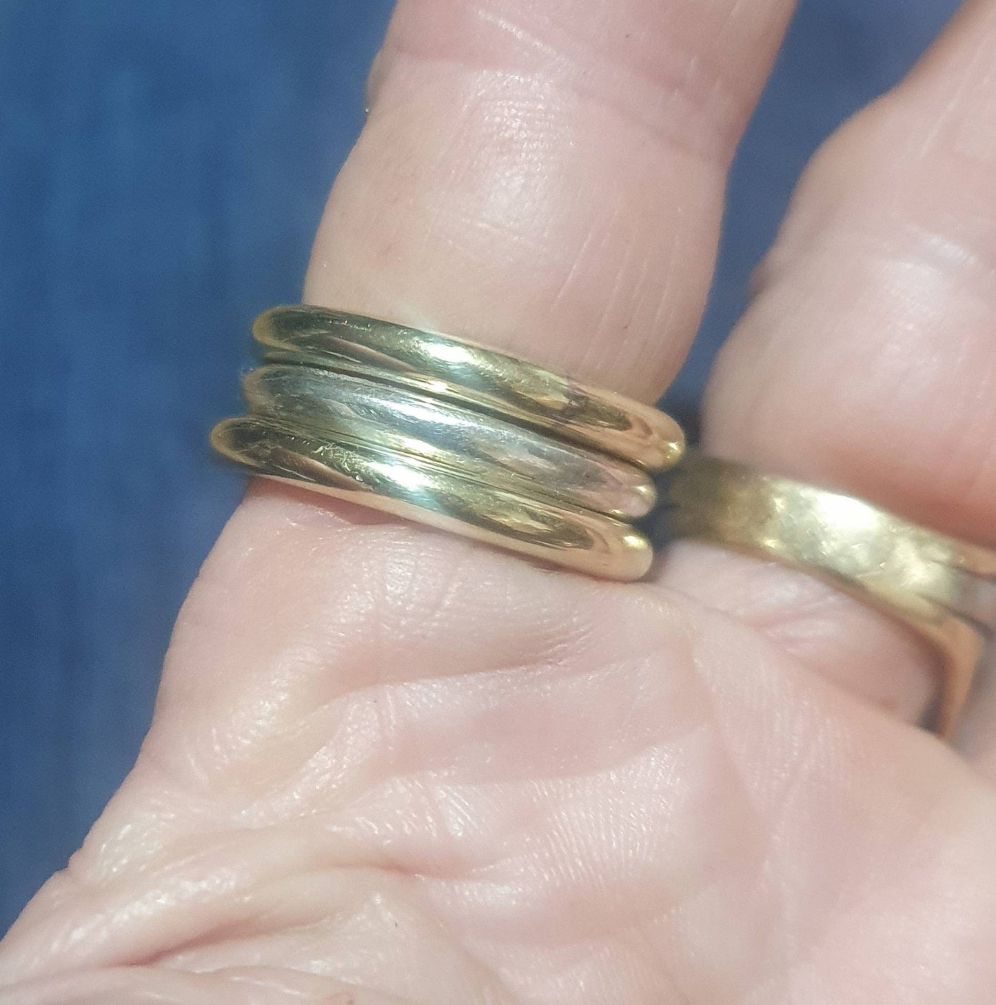 Gold stacker,3mm halo ring,solid brass round ring,handmade,boho vintage scroll,