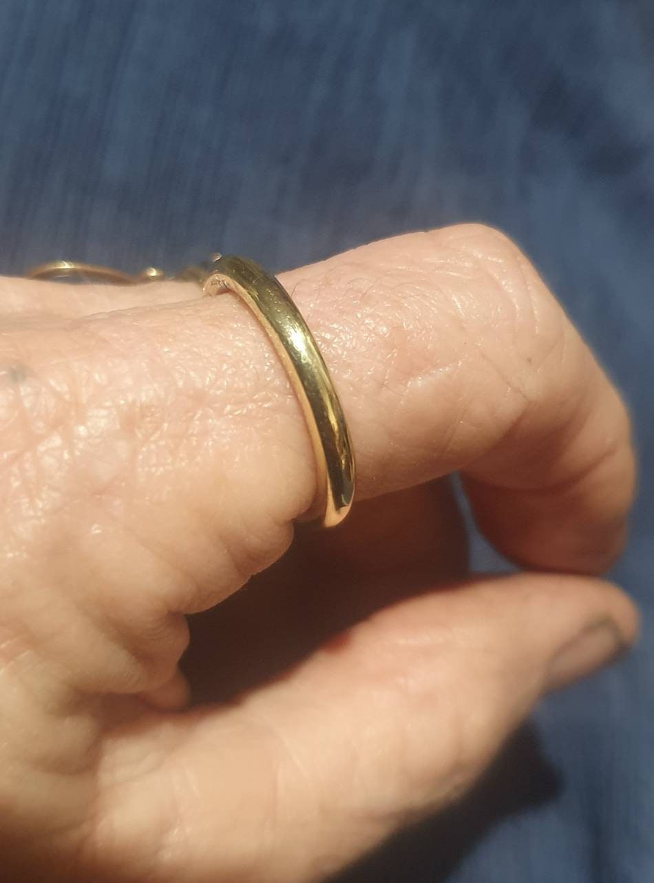 Gold stacker,3mm halo ring,solid brass round ring,handmade,boho vintage scroll,