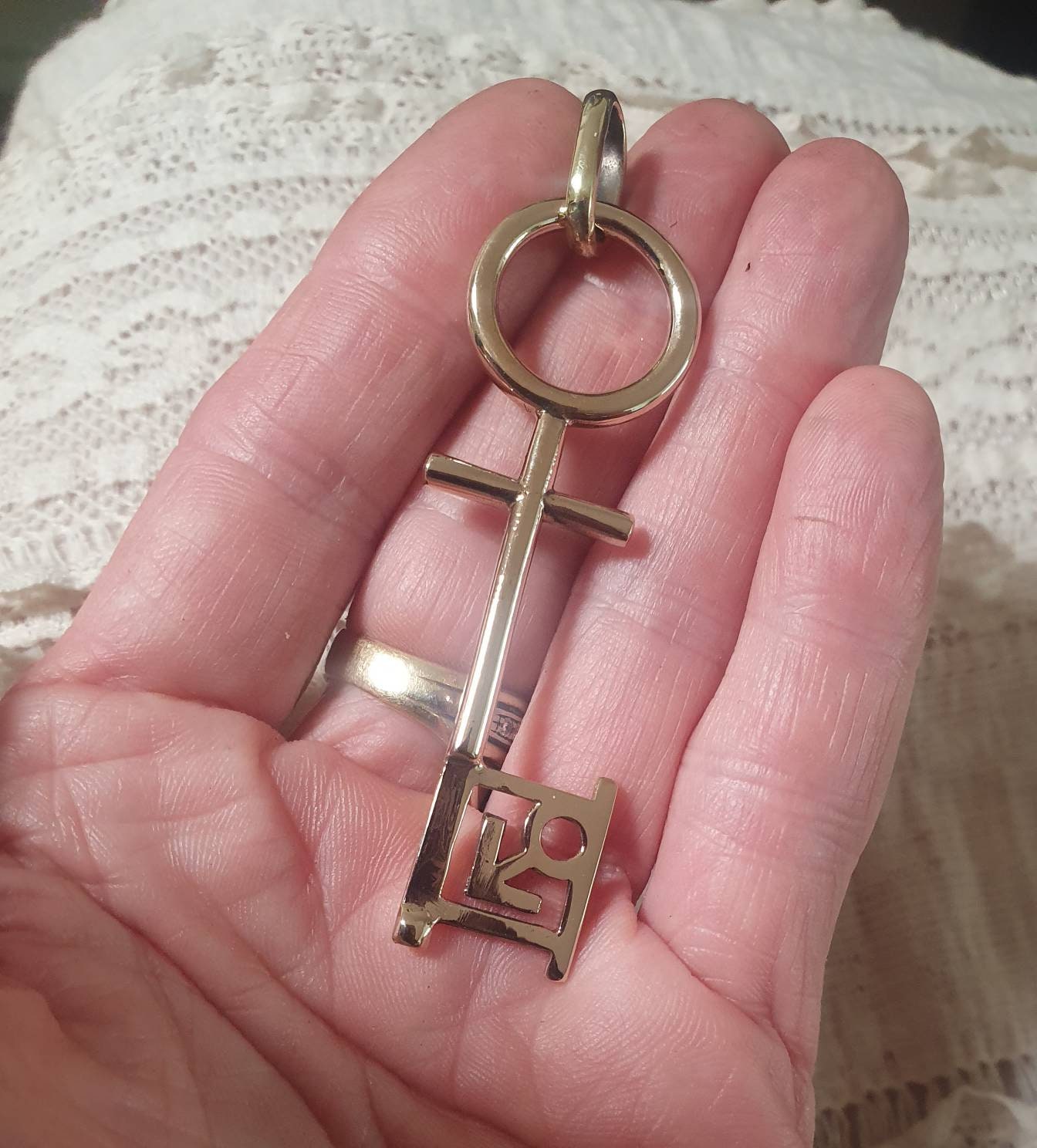 Penthouse pet key pendant,vintage,1990s,brass,gold colour