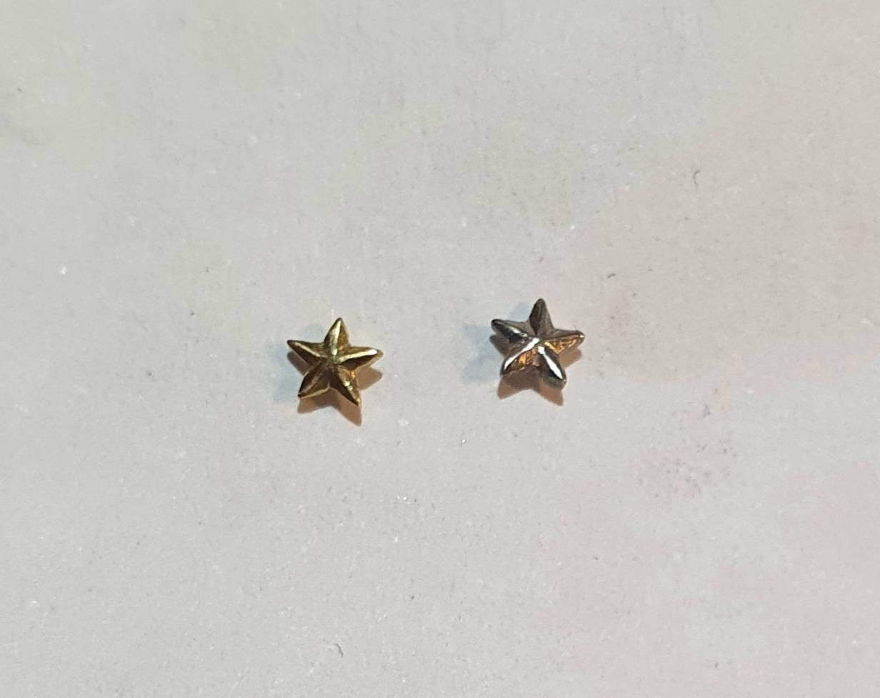 Gold star nose stud,solid 18ct gold,caltex star,20 gauge,nose curl, L shape,
