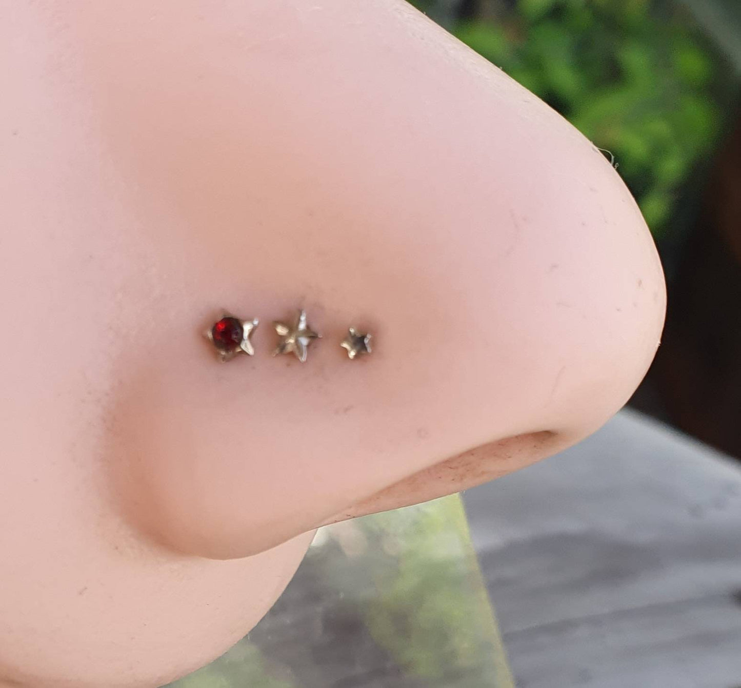 Gold star nose stud,solid 18ct gold,caltex star,20 gauge,nose curl, L shape,