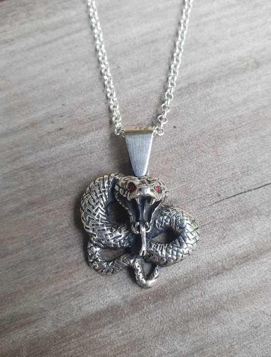 Cobra Snake pendant,sterling silver,serpent,snake necklace,