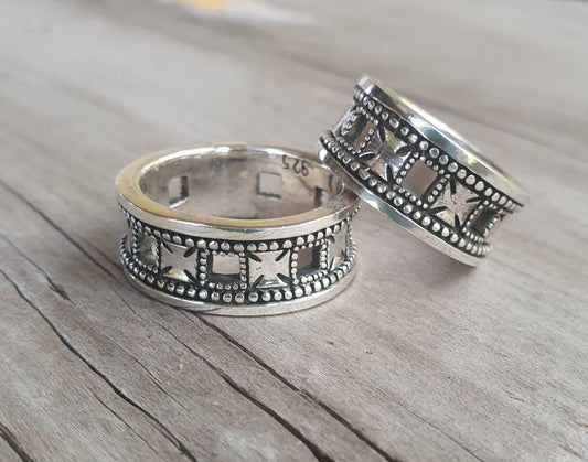 Modern cross ring,925 solid sterling silver,heavy chunky even sided cross ring,unisex wedding band, steampunk gothic punk sterling silver ring