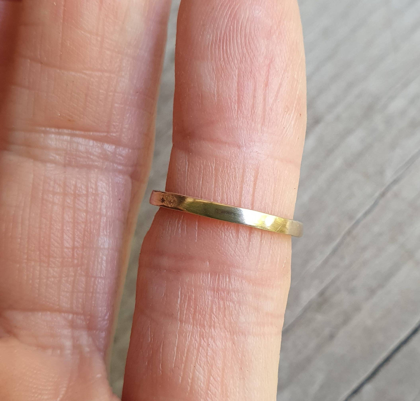 9k gold ring,solid gold,narrow pinkie band, stacker ring,boho,handmade upcycled stackable ring