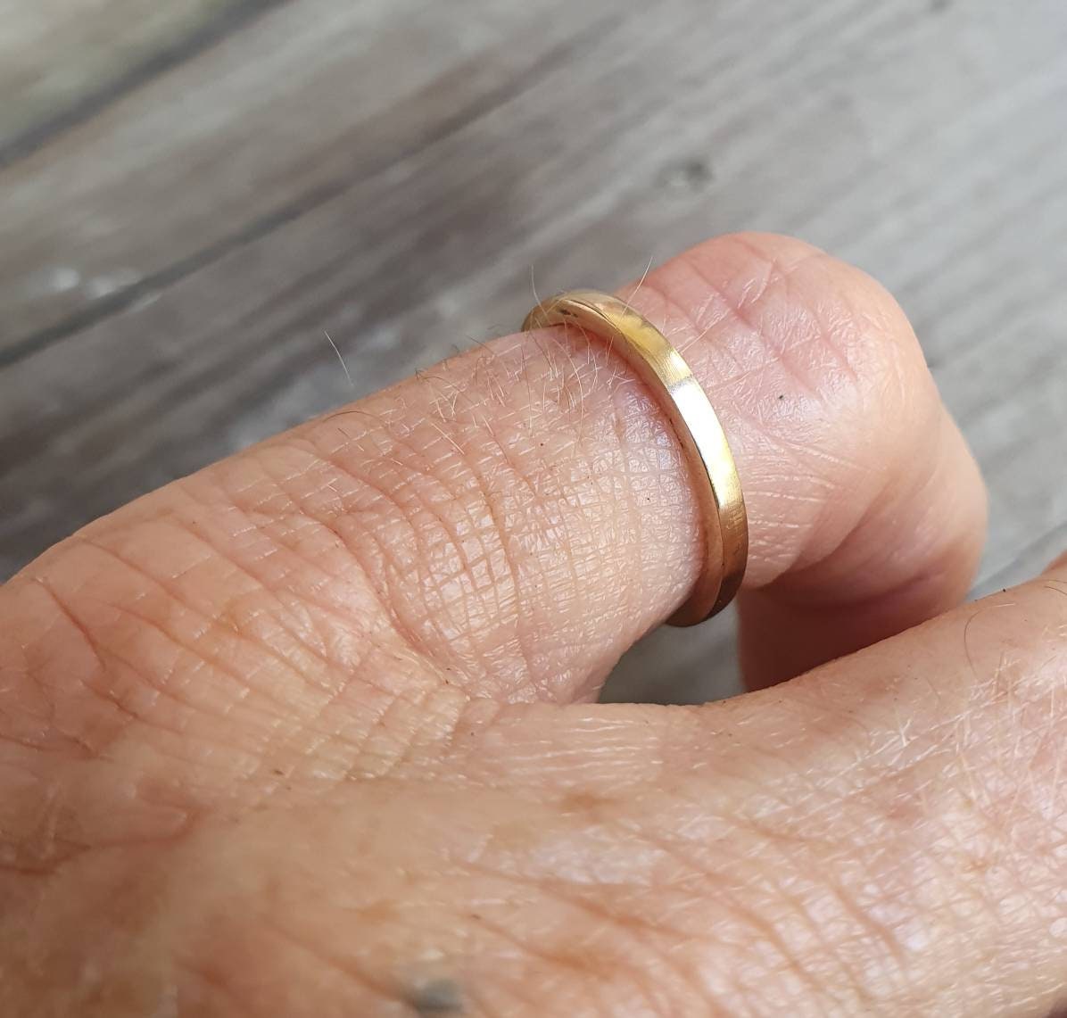 9k gold ring,solid gold,narrow pinkie band, stacker ring,boho,handmade upcycled stackable ring