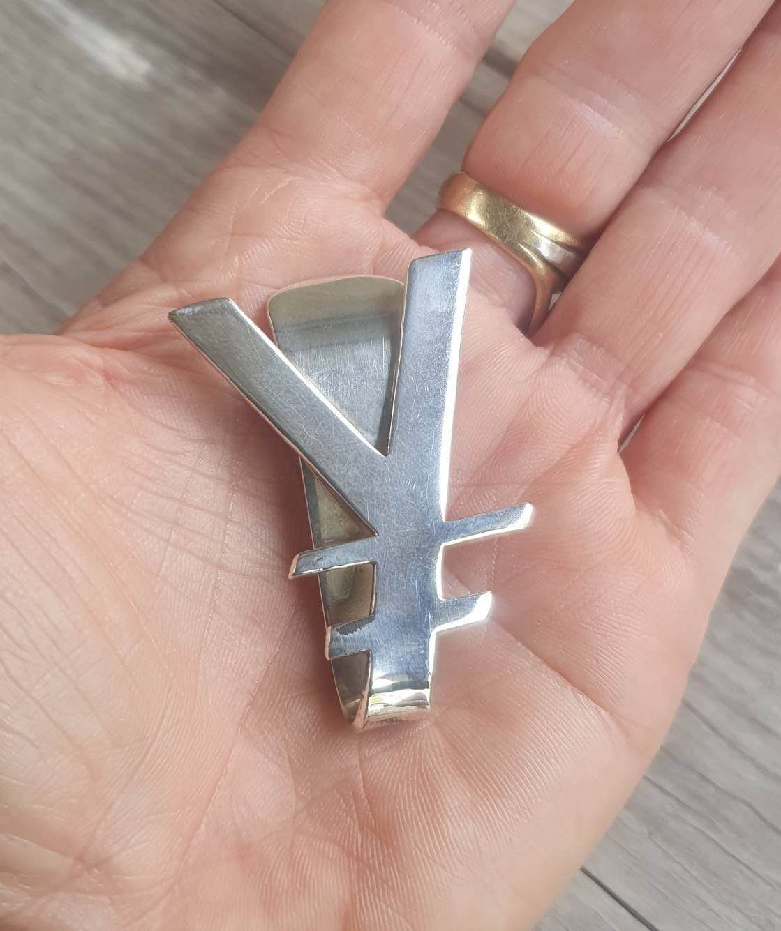 Yen money clip,solid sterling silver,handmade,Japanese yen symbol sign money clip,