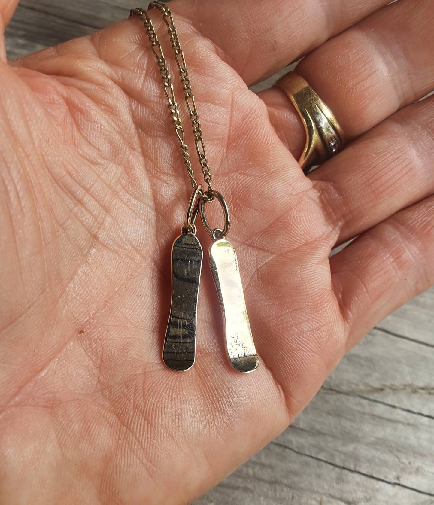 Gold Snowboard  pendant,solid 10k gold,Skater pendant