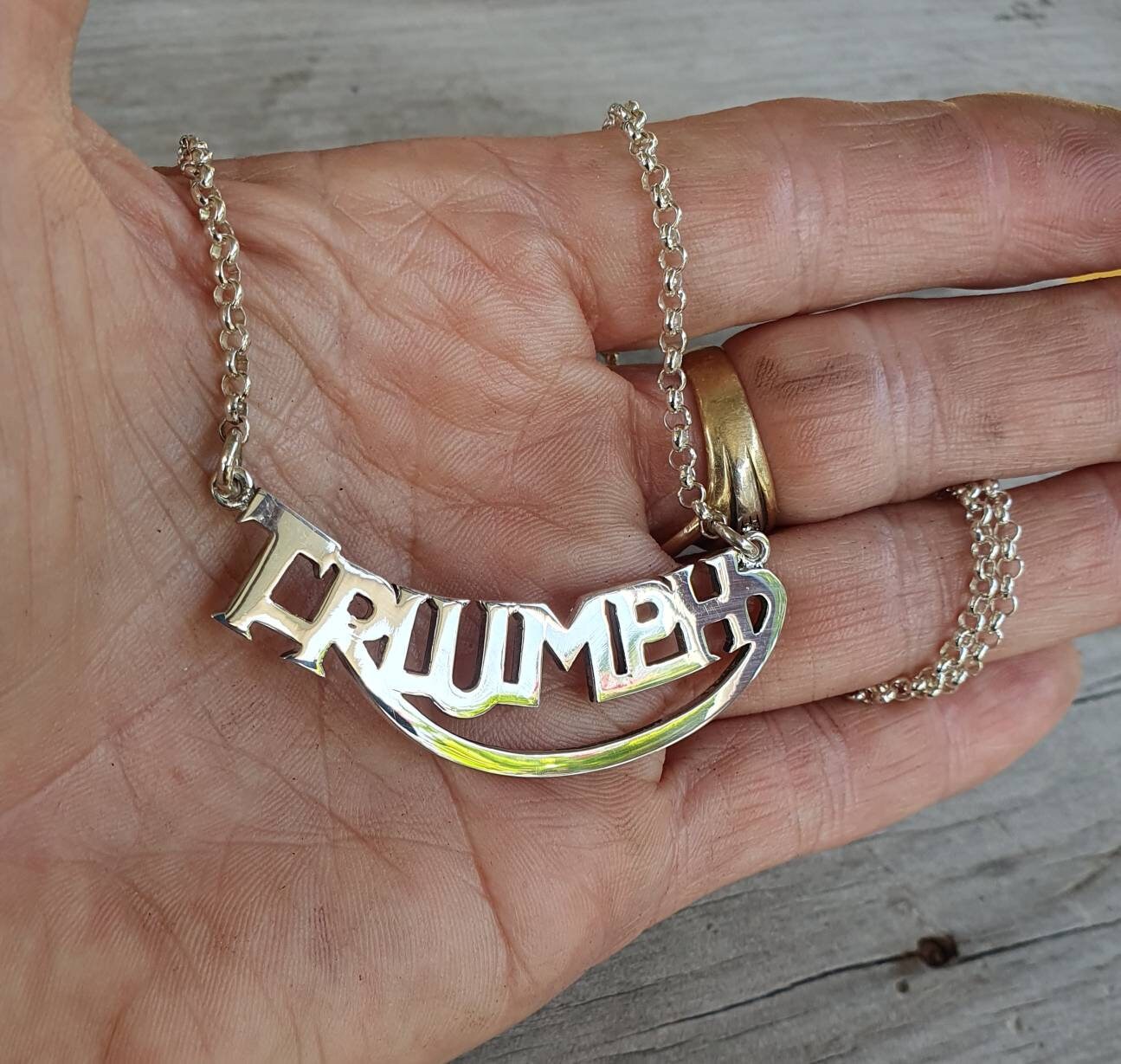 Triumph necklace,sterling silver,biker, pendant,motorbike,handmade,hipster,boho shic,gothic,women's fashion