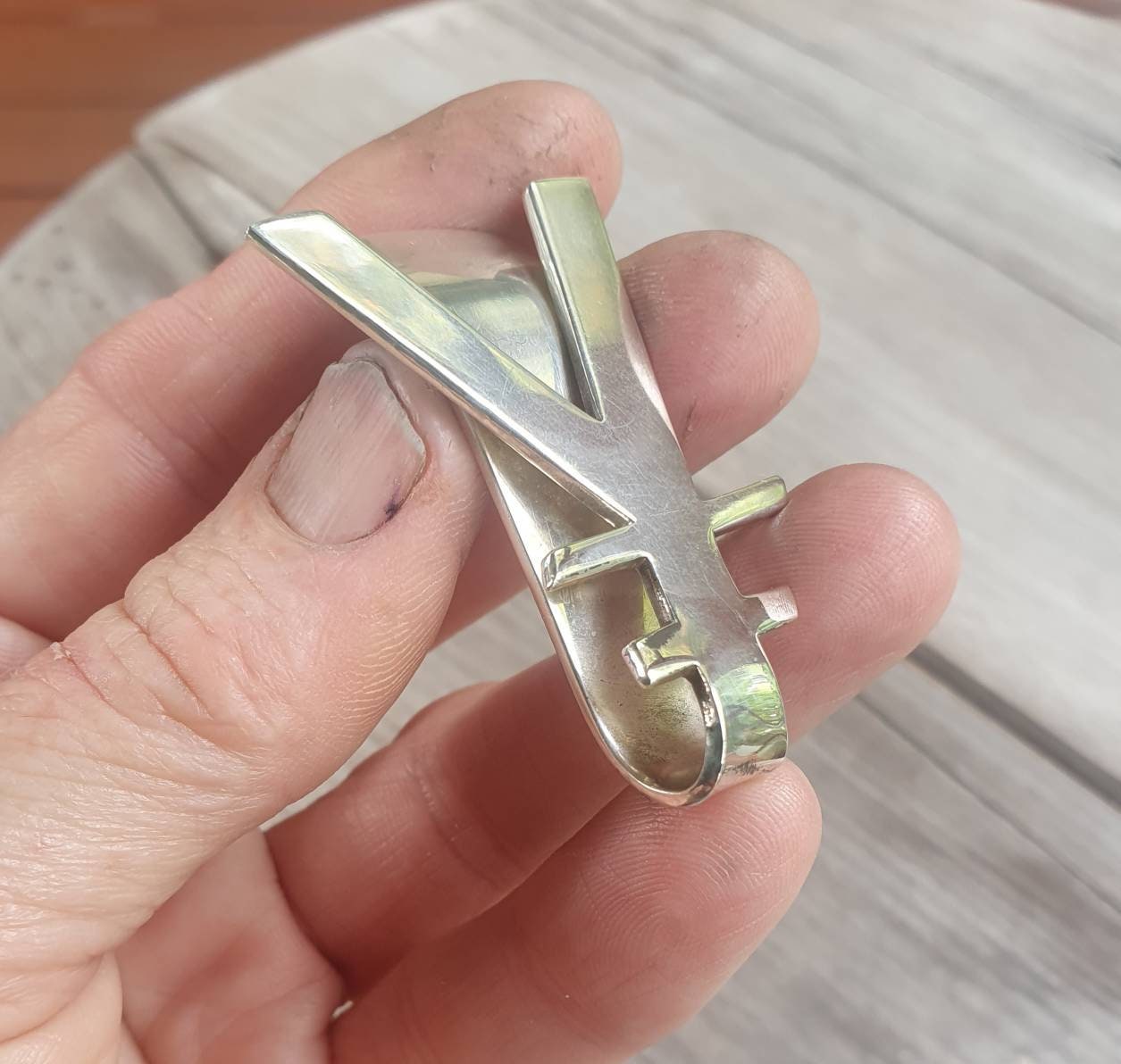 Yen money clip,solid sterling silver,handmade,Japanese yen symbol sign money clip,