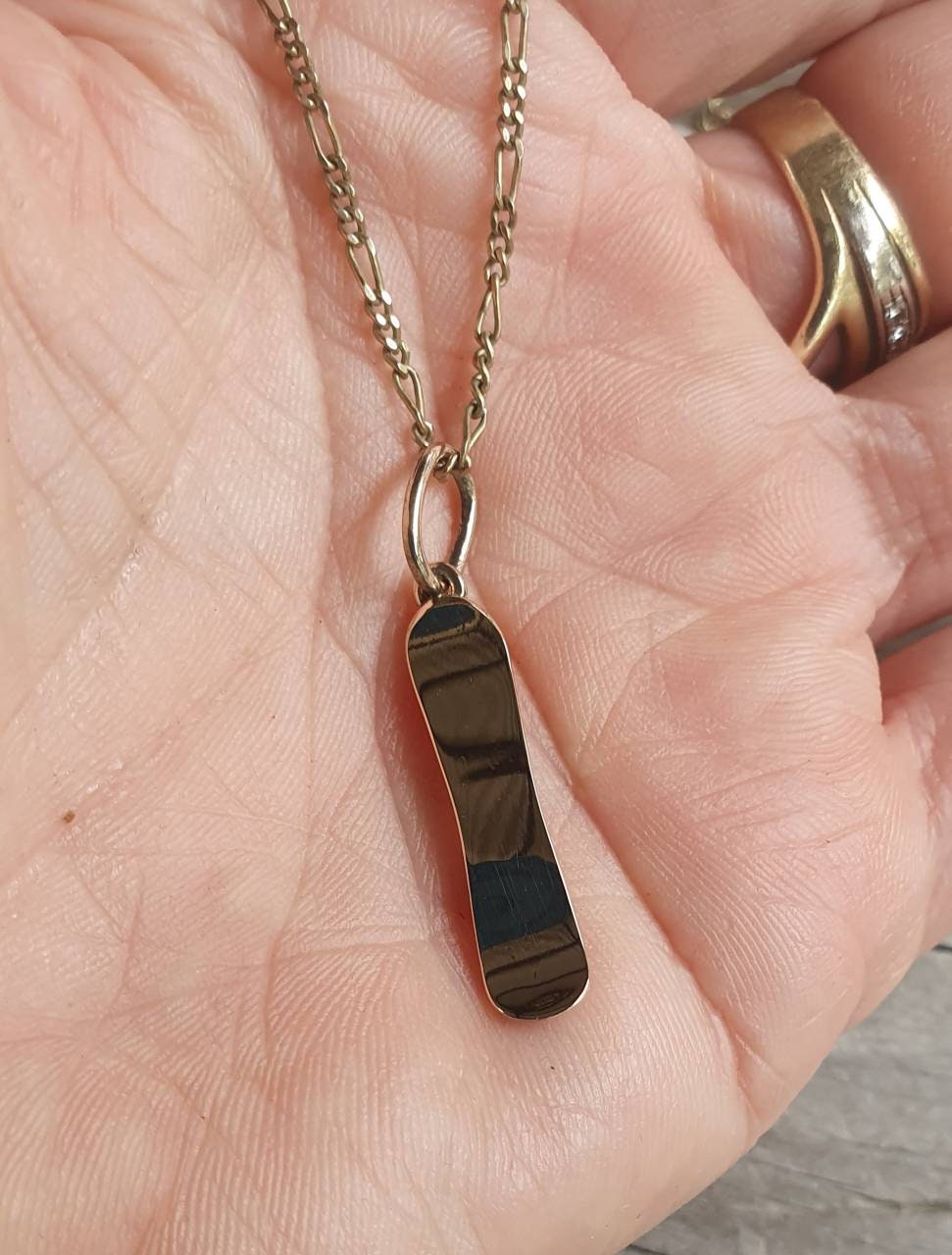 Gold Snowboard  pendant,solid 10k gold,Skater pendant
