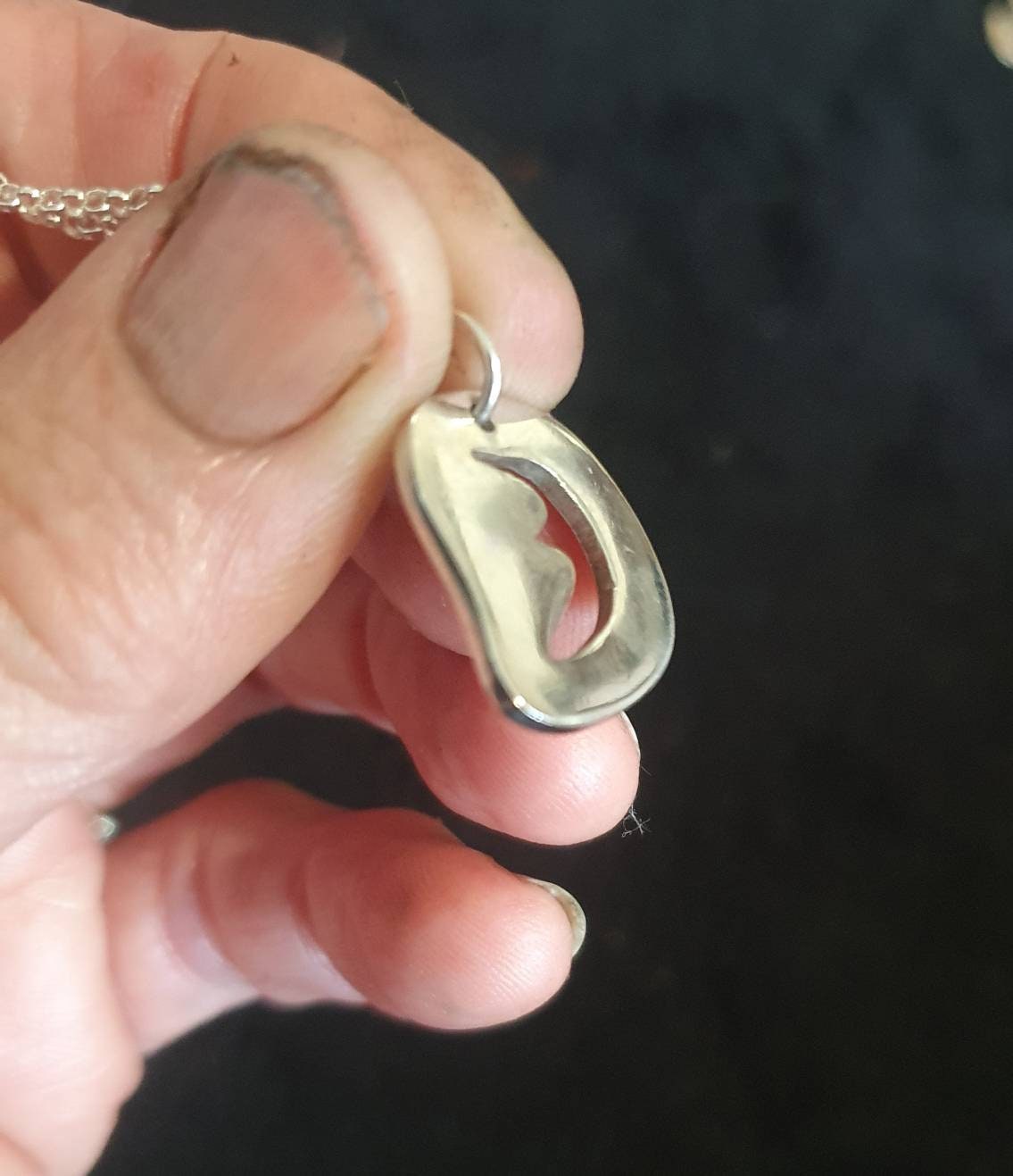Moon pendant,sterling  jewelry,handmade,cut out moon,goddess