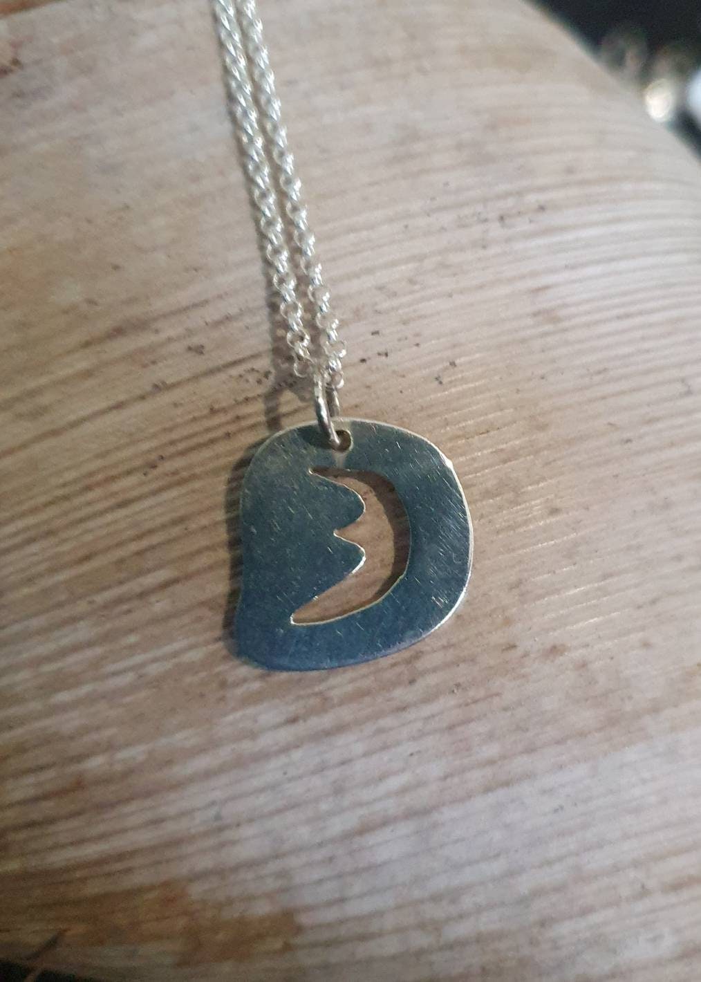 Moon pendant,sterling  jewelry,handmade,cut out moon,goddess