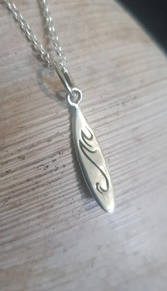 surf board pendant,sterling silver,small pendant,charm,surfer necklace, wave pendant,boho